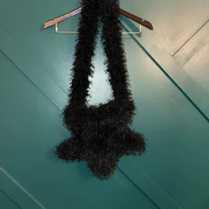 Fuzzy Black Shoulder Bag - Women's Plush Crossbody thumbnail 2