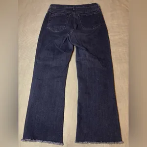 NYDJ Not Your Daughter's Jeans Dark Wash Raw Fray Hem Flare Jeans petite Sz 10P thumbnail 10