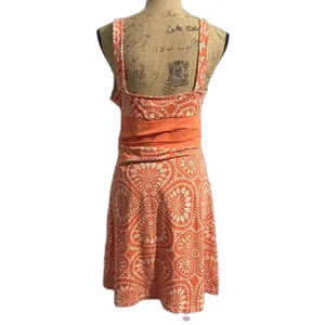 Patagonia Margot Athleisure Dress Orange White‎ Organic Cotton V-Neck Medium thumbnail 4