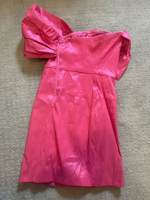 Windsor medium pink bow one shoulder cocktail party prom dance dress thumbnail 3