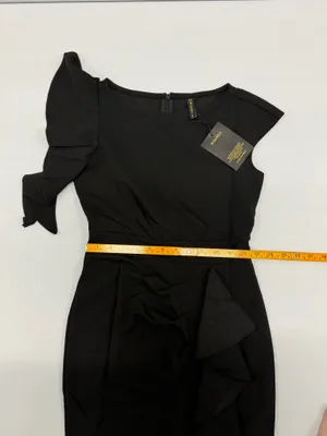 WOOSEA Womens Black High Split Ruffle Bodycon Evening Gown Dress Size S NWT thumbnail 9