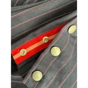 Rag & Bone Simone Cropped Side Snap Pants Women's Size 4 Navy Red Pinstripe thumbnail 7