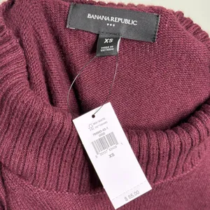 NWT Banana Republic Factory Wool Mock Neck Pullover Sweater Red Burgundy Size XS thumbnail 7