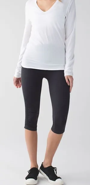 Lululemon In The Flow Crop II in Heathered Deep Coal thumbnail 1