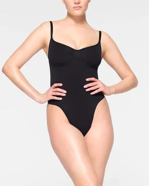 New - SKIMS seamless sculp thong bodysuit onyx thumbnail 2