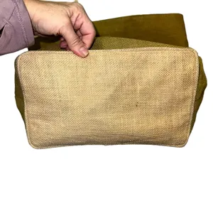 Wisteria Jute Tote Bag Natural Fiber Market‎ Beach Bag Green thumbnail 2