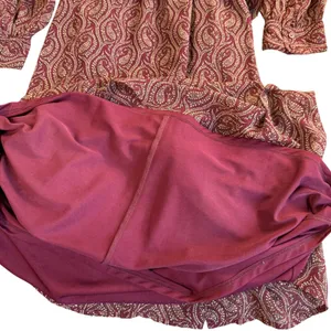 Banana Republic Paisley Midi Dress Womens Small Burgundy Ruffle Long Sleeve Belt thumbnail 9