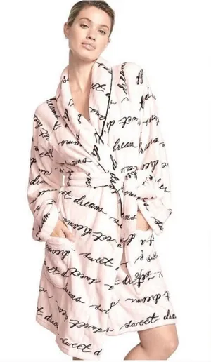 Victoria’s Secret Sweet Dream Short Cozy Pink Plush Soft Robe XS EUC thumbnail 1