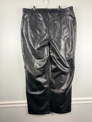 Abercrombie & Fitch High Rise 90s Relaxed Vegan Leather Pant black size 34 curve thumbnail 3