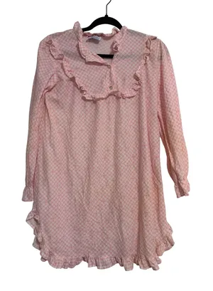 Flirts by Donnkenny‎ Nightgown Vintage Cottagecore Pink Ruffle Grid Floral OS thumbnail 1
