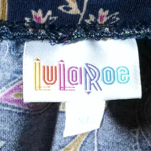 Blue LuLaRoe Madison Skirt Multi-color Flora and Trellis Print thumbnail 4