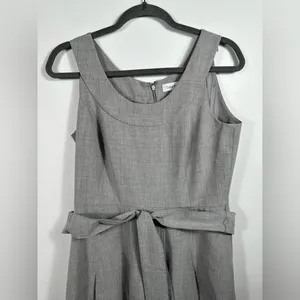 Calvin Klein Gray Fit & Flare Dress Size‎ 6 Sleeveless Belted A-Line Career thumbnail 5