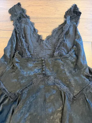 Urban Outfitters Black Tiffany Satin & Lace Mini Dress Size XL- C27-123 thumbnail 10