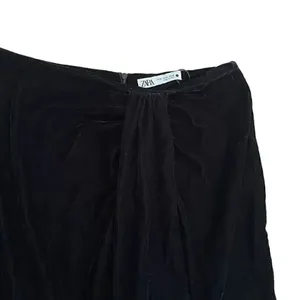 NWT Zara Women Black Fringed Velvet High Waist Ruched Front Detail Mini S #1140 thumbnail 7