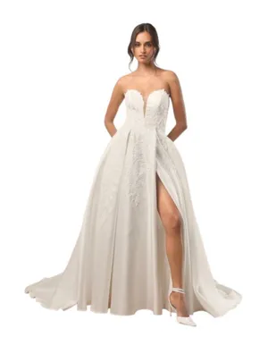 Lulus White Strapless Wedding Dress with Beaded Embroidery NWT Size 12 thumbnail 1