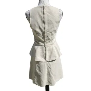 Banana Republic Beige Cotton Linen Peplum Sleeveless Dress Pockets Size 6 thumbnail 5