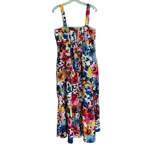 London Times Floral Maxi Dress Womens 12 Multi Color Tiered Smocked Back Pockets thumbnail 12