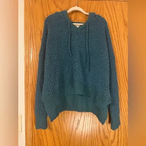 POL Teal V-Neck Oversized Hooded Sweater - NWOT - Size L thumbnail 2