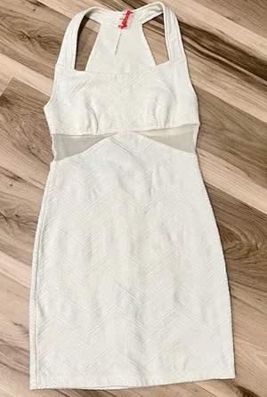 Free People Ivory Mesh Cutout Mini Dress Women’s XS thumbnail 1