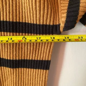 NWOT Abercrombie & Fitch Brown Blue Stripe Ribbed Crewneck Sweater Minimal XS thumbnail 8