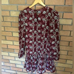 Caslon Floral Print Drop Waist Tiered Long Sleeve Mini Dress Size XS NWOT thumbnail 3