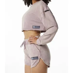 Alphalete Women's Terry Oversized Crop Pullover - Rose Quartz , Size Small thumbnail 3
