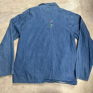 Vintage Bobbie Brooks Embroidered Floral Blue Jean Denim Jacket Women’s Size M thumbnail 6