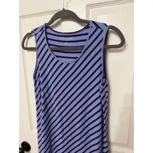 Soft Surroundings Blue Striped Sleeveless Asymmetrical‎ Tulip Maxi Dress XS thumbnail 3