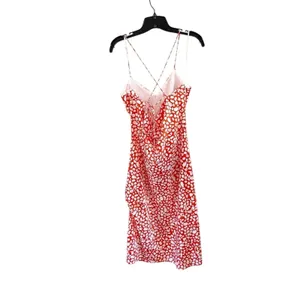 Lulus Calling My Spirit Red Satin Print Midi Slip Dress Cottagecore Size L‎ thumbnail 3