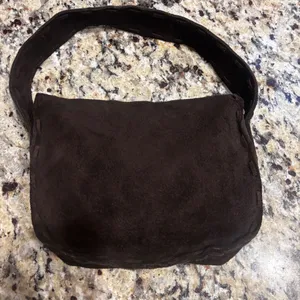 Vintage Abercrombie Chocolate Brown Suede‎ Shoulder Hobo Bag Tasseled 9x6x2.5 in thumbnail 4