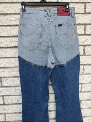 Lee Two-Tone High-Rise Flare Jeans — Light Blue & Dark Blue thumbnail 11