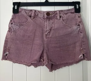 O’Neill women’s light wash maroon denim distressed hem short shorts size 25‎ thumbnail 1