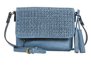 Patricia Nash Corfu Woven Crossbody in Dusty Blue thumbnail 1
