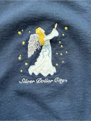 VTG Gilden "Silver Dollar City"/ Angel Embroidered Navy Blue Sweatshirt: SMALL thumbnail 2