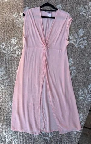 Kona Sol Light Pink V-Neck Textured bathing suit cover up thumbnail 1