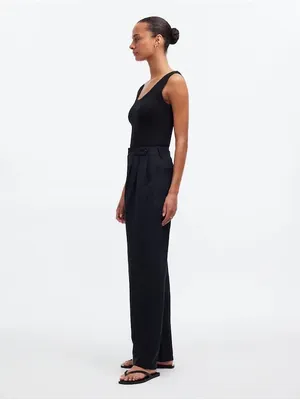 Madewell the hadlow wide leg pant Black Wide-Leg satin silk like pants thumbnail 3