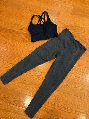 Activewear - Women’s Medium Leggings + Strappy Sports Bra Gym Workout Athleisure thumbnail 1