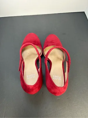 Eileen Fisher Mary Jane Block Heel Pumps in Burgundy red Suede 3 inch heel Size 8 thumbnail 9