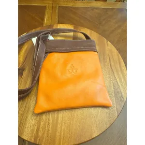 Vera Pelle Florio Bazaar Small Orange/Tan Leather Style Crossbody Bag thumbnail 7
