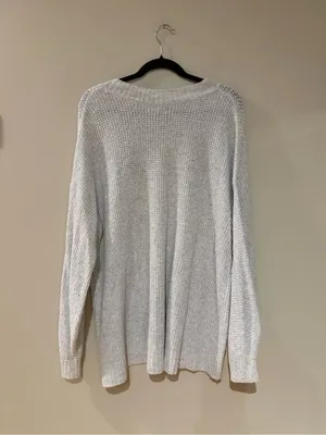 American Eagle Gray Waffle Knit Sweater thumbnail 4