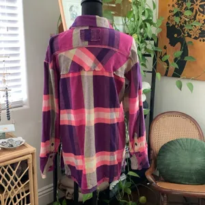Free People We The Free So Long Summer Preppy Plaid Button Up Boho Flannel Top thumbnail 5