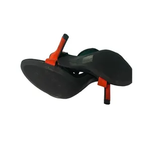 Elegant Black and Orange Ankle Strap Stiletto Sandals High Heels size 9‎ S-59 thumbnail 5
