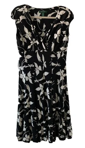 Lauren Ralph Lauren Womens Size 8 Multicolor Floral Print Surplice Sheath Dress thumbnail 1