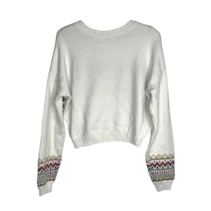 Hollister Women's White Fair Isle Cropped Crewneck Sweater - Size Small thumbnail 2