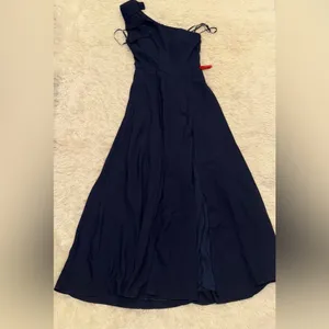 NWT Ieena MacDuggal Bow One Shoulder A-Line Gown Midnight Size 6 thumbnail 5