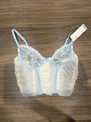 NWT Urban Outfitters Blue / White Corset Top thumbnail 2