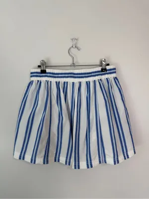 Free People Get Free Striped Pull On Shorts White Blue Striped Small thumbnail 3