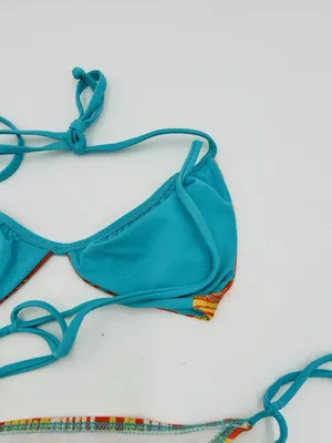 Hurley Teal Orange Bikini Size Small Halter Tie Swimwear Two Piece thumbnail 8