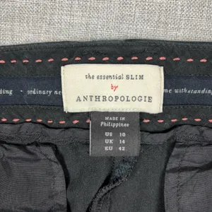 Anthropologie The Essential Slim Pants Womens 10 Black Twill Dress Stretch thumbnail 3