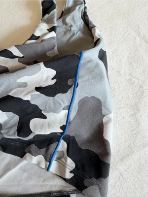 OFFLINE by Aerie Real Me Camo Longline Sports Bra‎ Gray Black Medium thumbnail 3